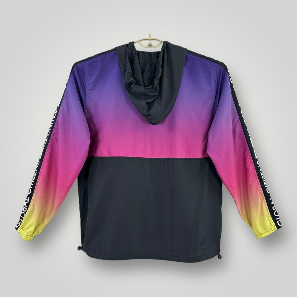 Track23 Windbreaker Jacket Men 2XL Purple Pink Yellow Colorblock Hooded Pullover - Picture 3 of 7